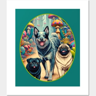 Heeler and Pugs Posters and Art